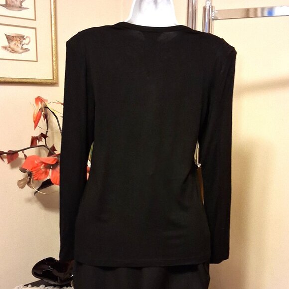 NWT Simon Chang Women's Black Gray Patchwork Floral Design Blouse 6 S - Picture 5 of 9